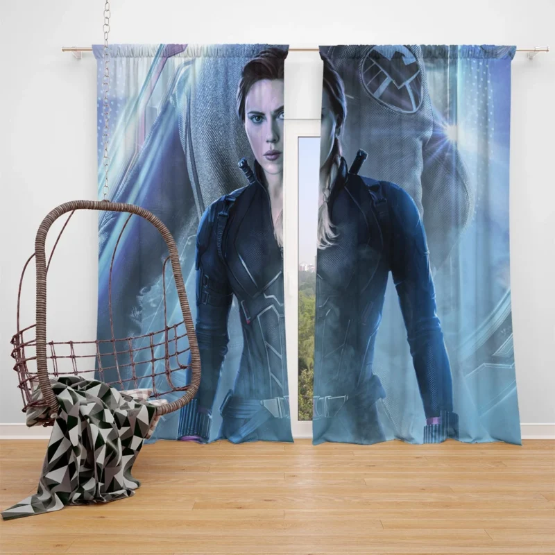 Avengers Endgame: Black Widow and Superhero Showdown Window Curtain