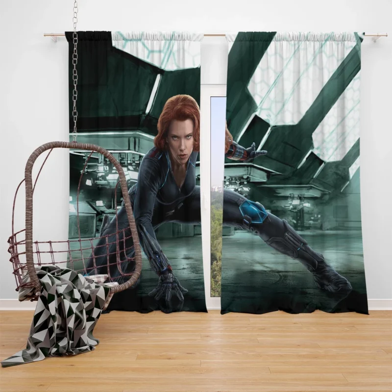 Black Widow Arrival in Age of Ultron Window Curtain