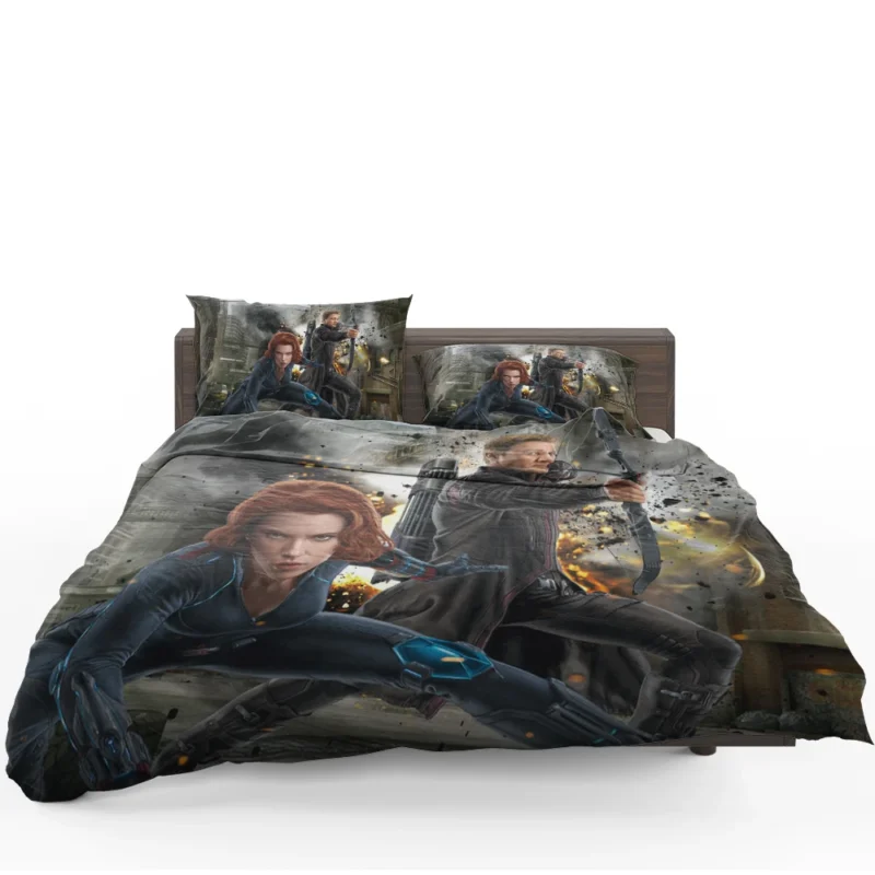 Black Widow and Hawkeye in Avengers Bedding Set