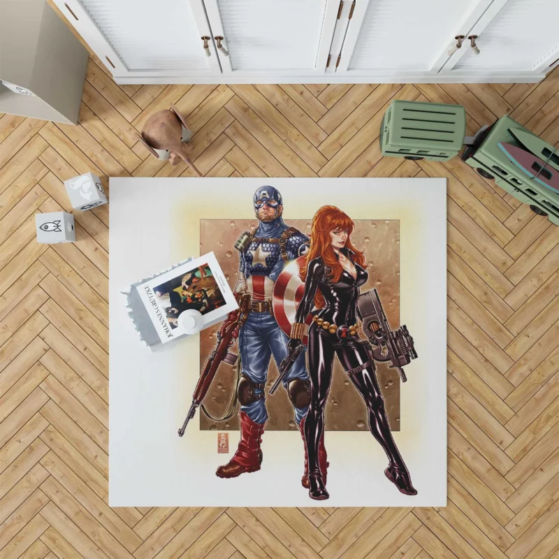 Black Widow in Captain America Comics Floor Rug