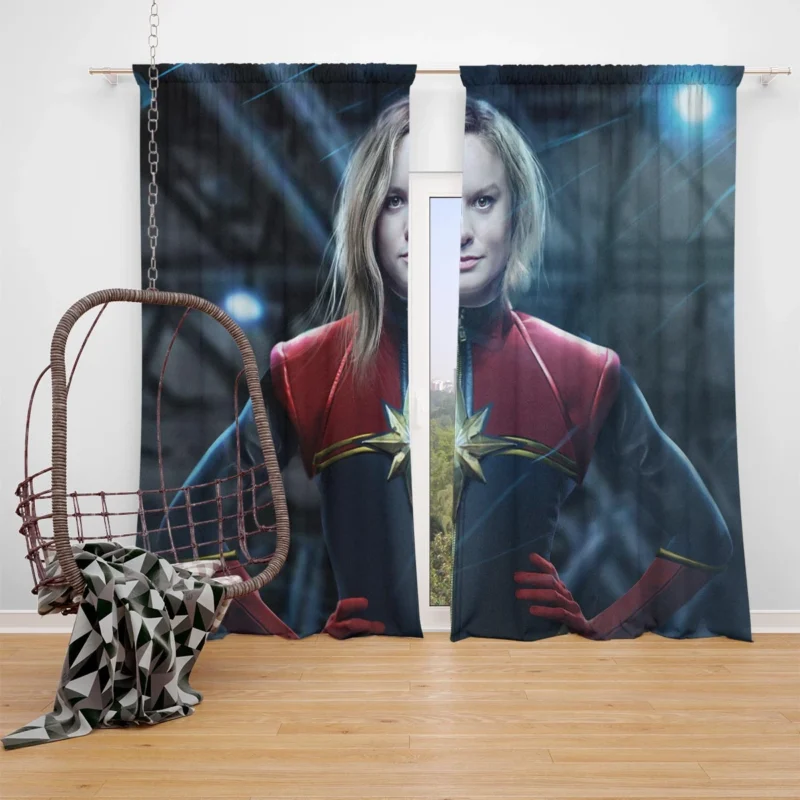 Brie Larson as Captain Marvel in Stunning Wallpaper Window Curtain