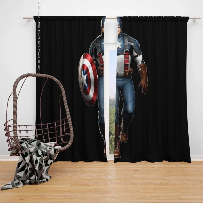 Captain America: Marvel Comics Patriotic Hero Window Curtain