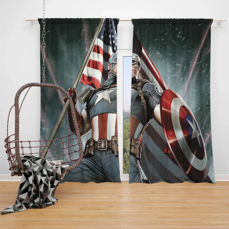 Captain America Wallpaper: Heroic Display Window Curtain