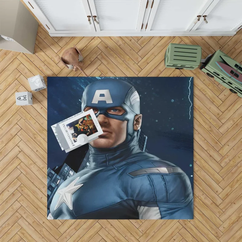 Captain America in The Avengers Movie Floor Rug