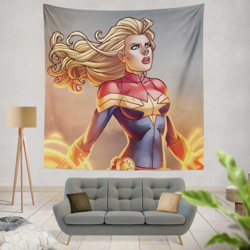 Captain Marvel Comics: Carol Danvers Blue-Eyed Hero  Wall Tapestry