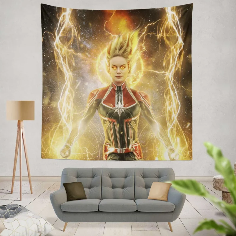 Captain Marvel Movie: Brie Larson Cosmic Role  Wall Tapestry