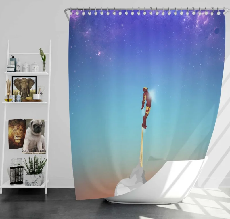 Iron Man Comics: Sky-High Action Shower Curtain