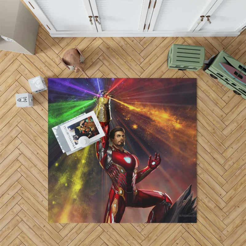 Iron Man Infinity Gauntlet Moment in Avengers Endgame Floor Rug