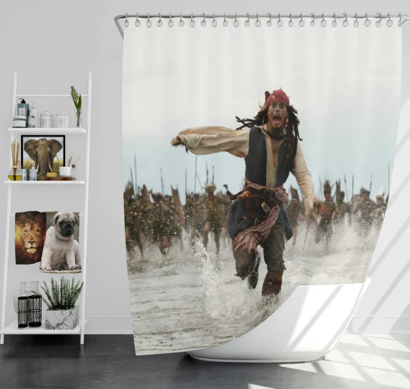 Johnny Depp Adventure in Pirates of the Caribbean Shower Curtain