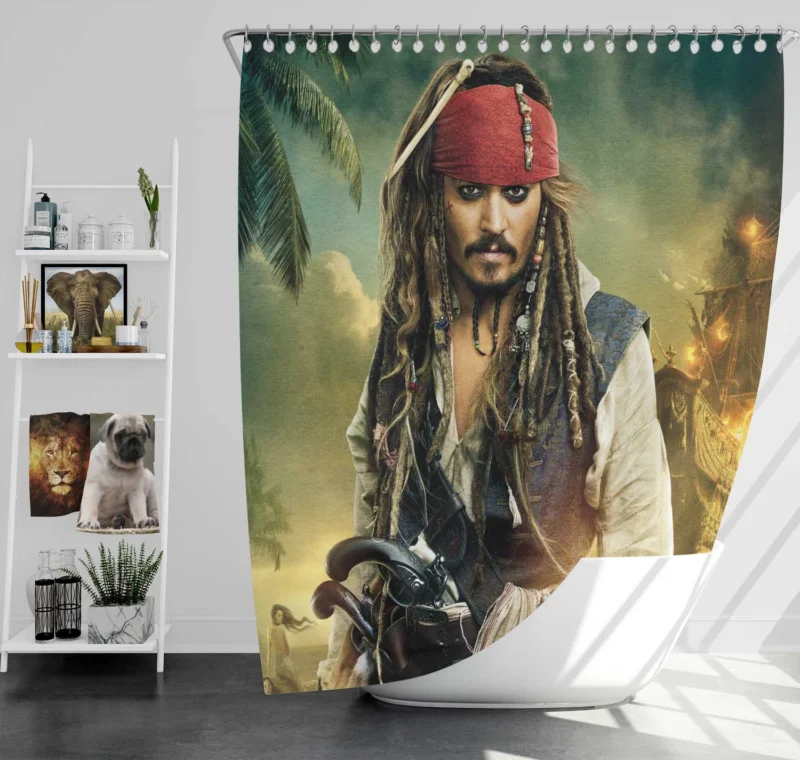 Johnny Depp Iconic Jack Sparrow in Pirates of the Caribbean Shower Curtain