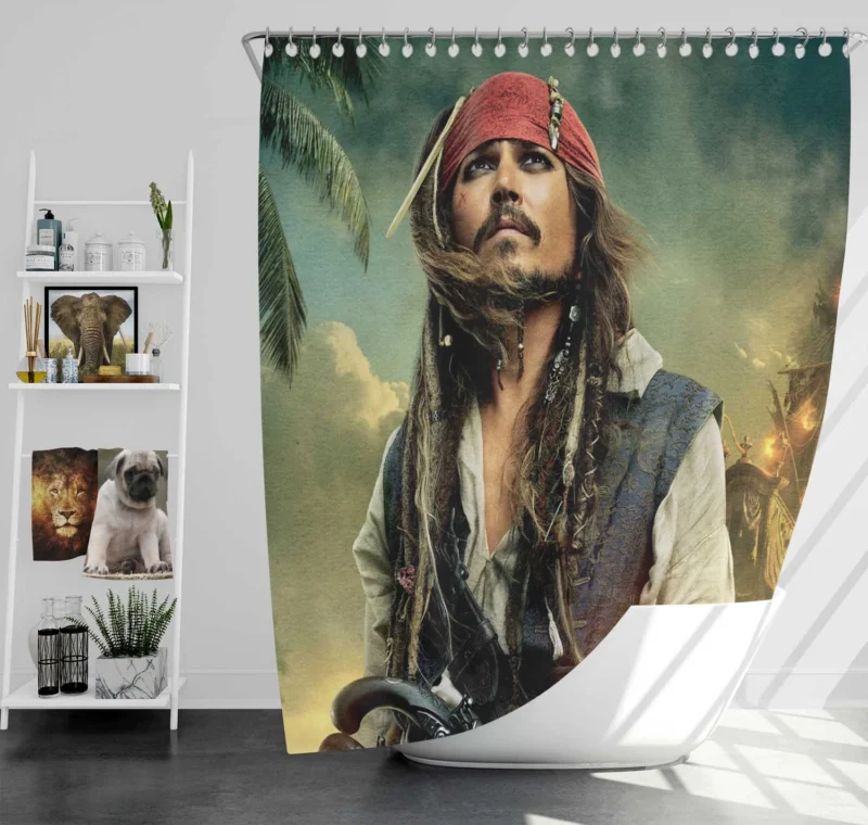 Johnny Depp and Jack Sparrow in Pirates of the Caribbean Shower Curtain