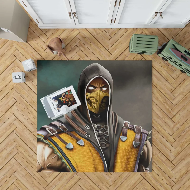 Mortal Kombat Scorpion: From Hellfire to Victory Floor Rug