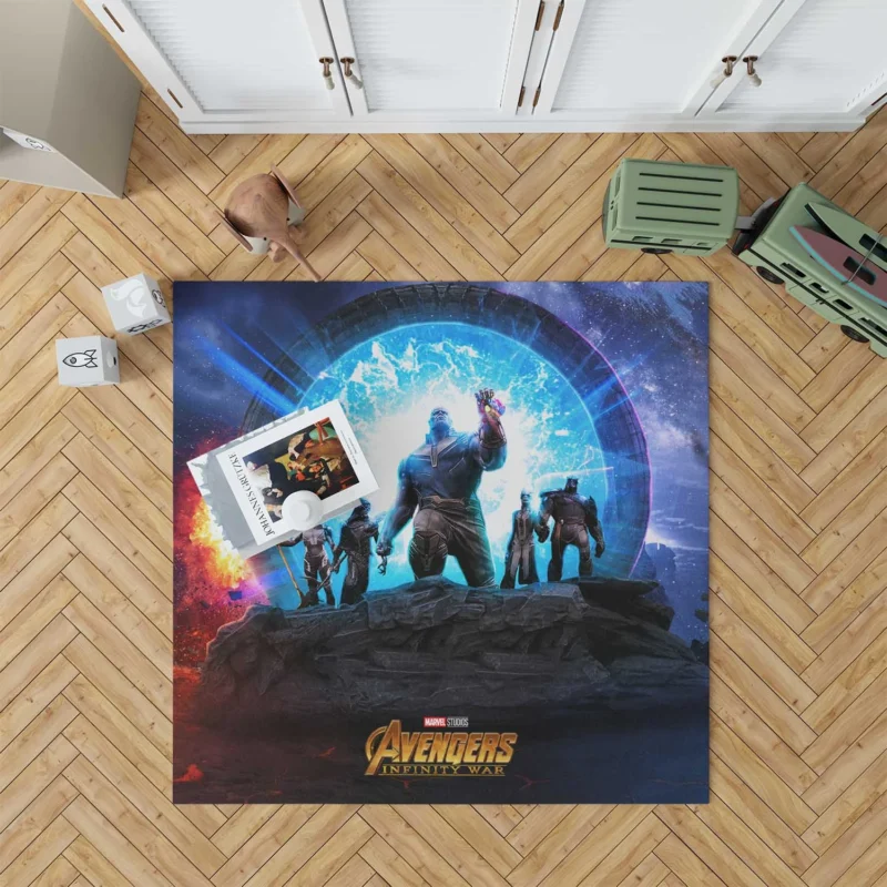 The Black Order: Thanos Menacing Allies in Infinity War Floor Rug