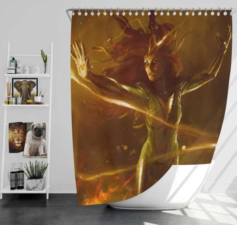 X-Men Comics: Dive into Jean Grey Phoenix Saga Shower Curtain