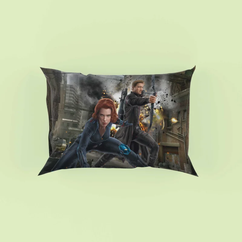 Black Widow and Hawkeye in Avengers Pillow Case